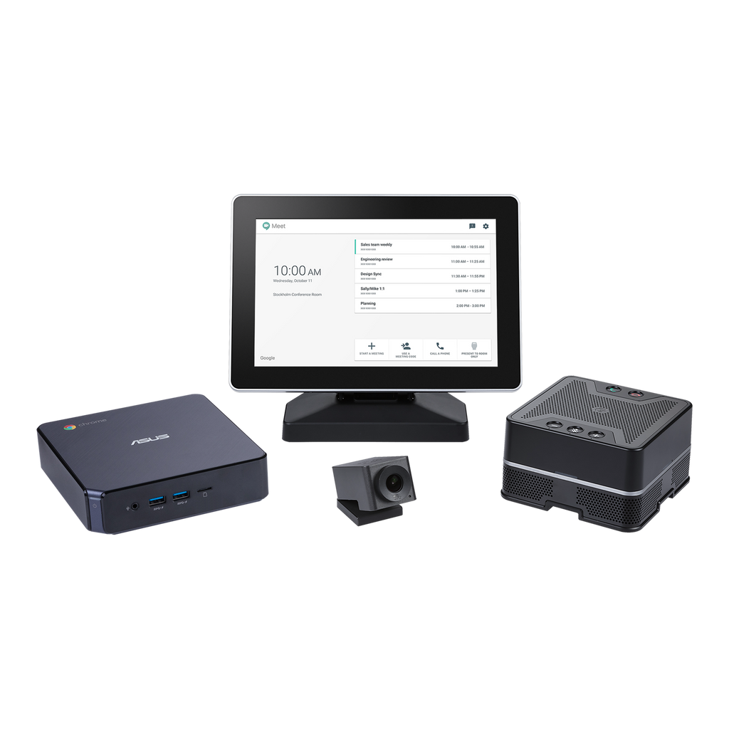 Asus Google Meet Kit M00480 with Chromebox 3 i7 32GB RAM, 4K camera, touchscreen panel, and speaker microphone