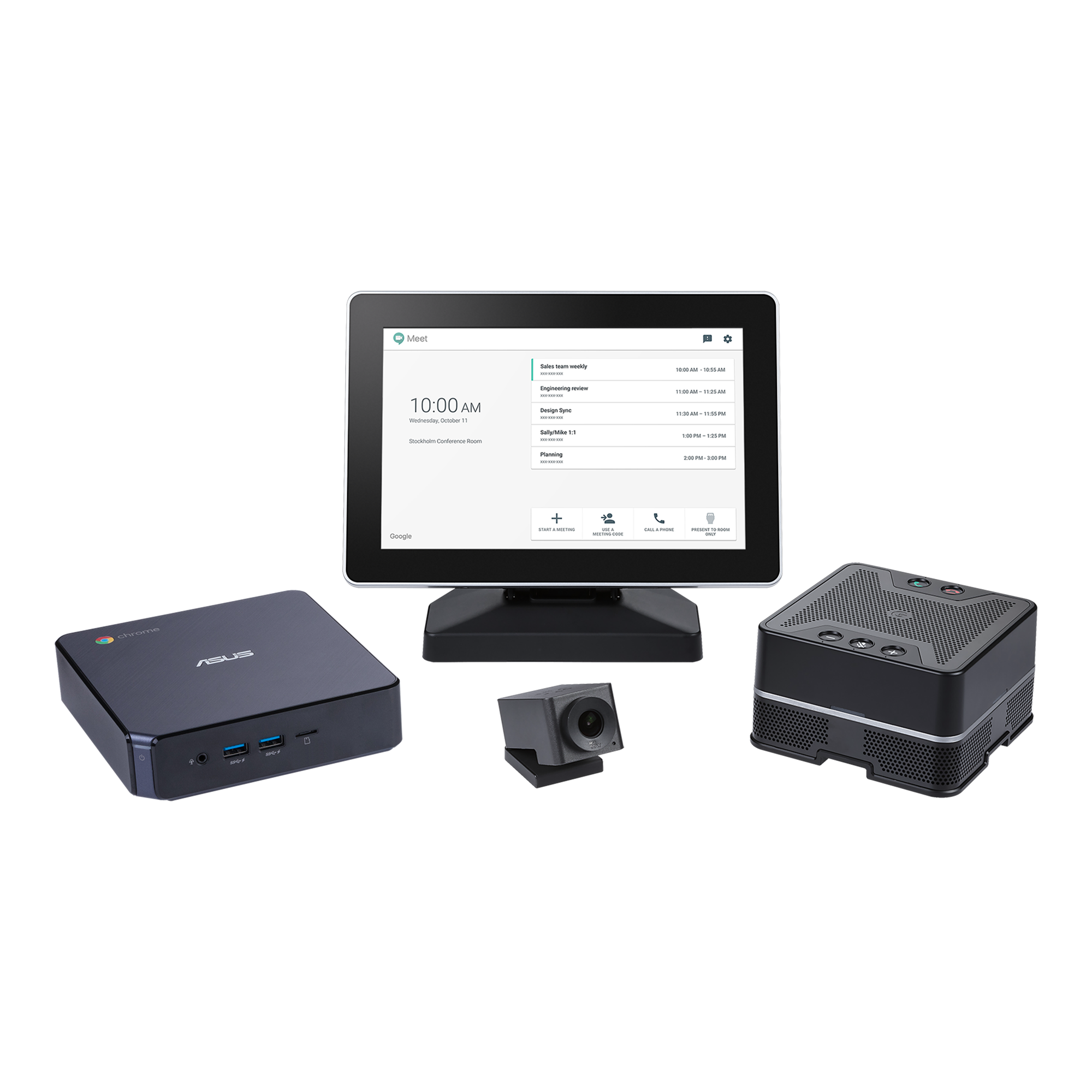 Asus Google Meet Kit M00480 with Chromebox 3 i7 32GB RAM, 4K camera, touchscreen panel, and speaker microphone