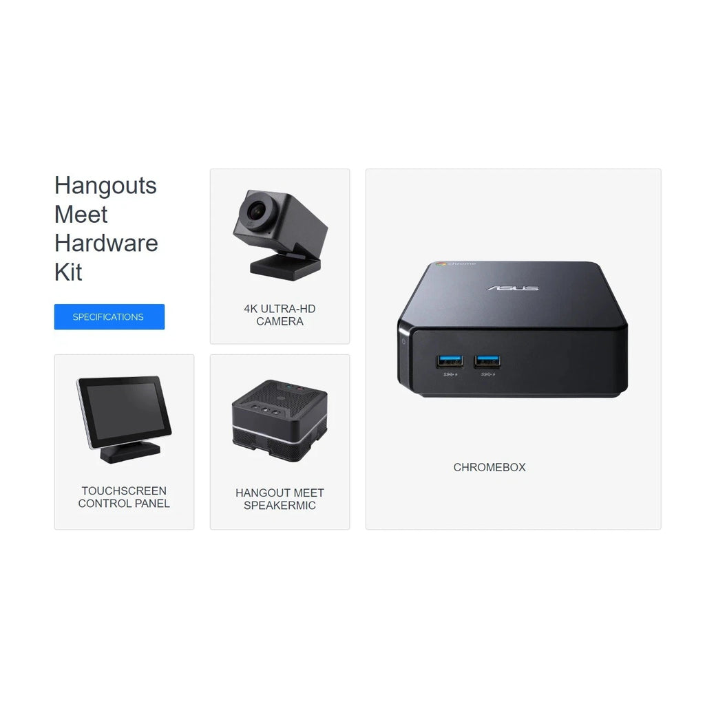 Asus Google Meet Kit M00480 with Chromebox 3 i7 32GB RAM, 4K camera, touchscreen panel, and speaker microphone