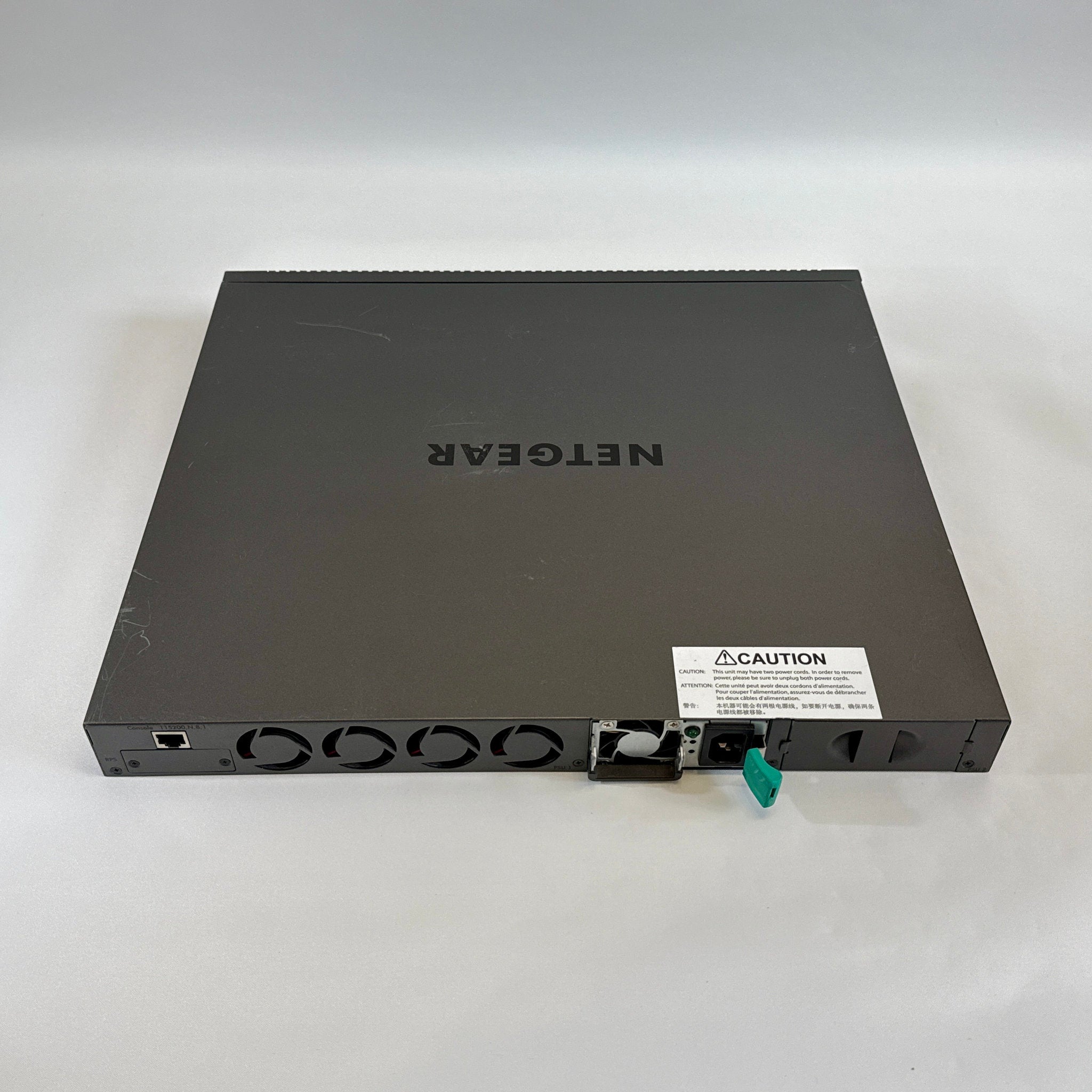 Netgear M4300-52G-PoE+ 48 port Layer 3 managed gigabit ethernet switch GSM4352PS with 1000W PSU back view