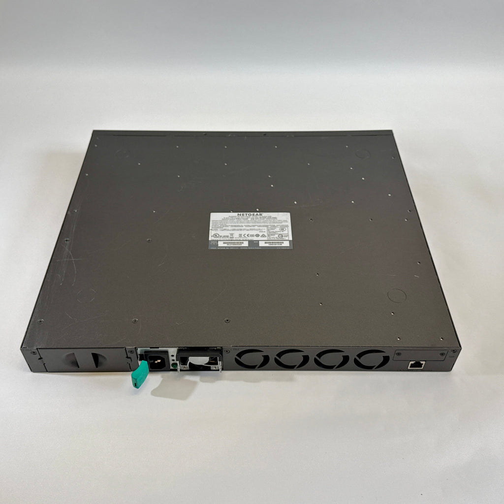 Netgear M4300-52G-PoE+ 48 port Layer 3 managed gigabit ethernet switch GSM4352PS with 1000W PSU bottom view label